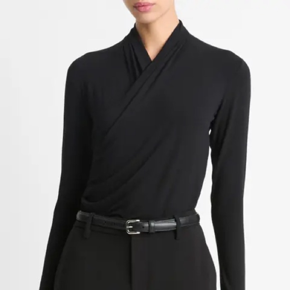 Vince Fixed Wrap Long-Sleeve Top